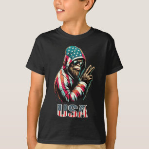 Bigfoot 4th Of July Usa Patriotic Sasquatch Teens T-Shirt