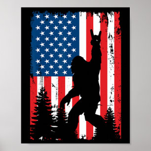 Bigfoot 4th Of July Vintage American Usa Flag Sasq Poster