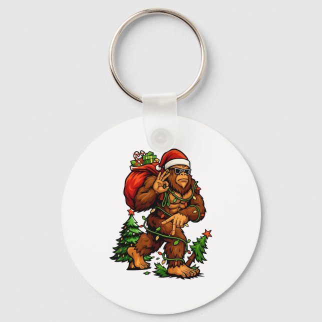 Bigfoot 67 Christmas Tree Lights Xmas Men Sasquatc Key Ring (Front)