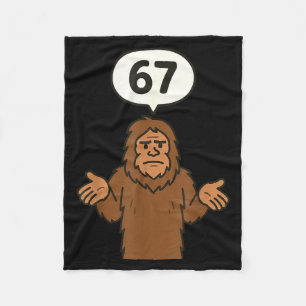 Bigfoot 67 Meme Six Seven Funny Sasquatch  Fleece Blanket