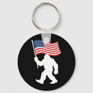 Bigfoot Aamerican Flag Sasquatch Patriotic Usa 4th Key Ring