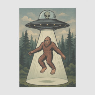 Bigfoot Abduction UFO Alien Decoupage Tissue Paper