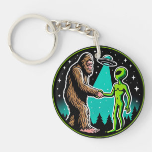 Bigfoot Alien Alliance - Funny Scifi Cryptid Key Ring