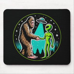 Bigfoot Alien Alliance - Funny Scifi Cryptid Mouse Mat