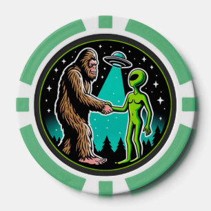 Bigfoot Alien Alliance - Funny Scifi Cryptid Poker Chips