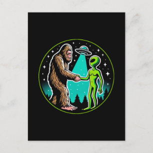 Bigfoot Alien Alliance - Funny Scifi Cryptid Postcard