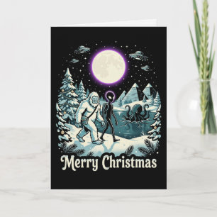Bigfoot Alien Christmas Cryptid Holiday Mystery Ca Card