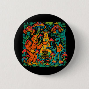 Bigfoot Alien Disc Golf Psychedelic Ufo Uap Design 6 Cm Round Badge