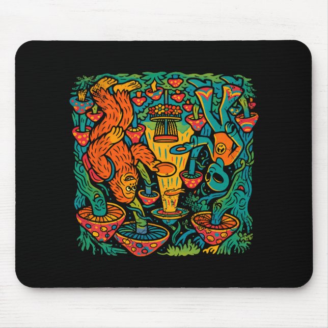 Bigfoot Alien Disc Golf Psychedelic Ufo Uap Design Mouse Mat (Front)