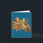 Bigfoot Alien Nessie Mothman Retro Gaming Christma Card<br><div class="desc">Bigfoot Alien Nessie Mothman Retro Gaming Christmas Party</div>