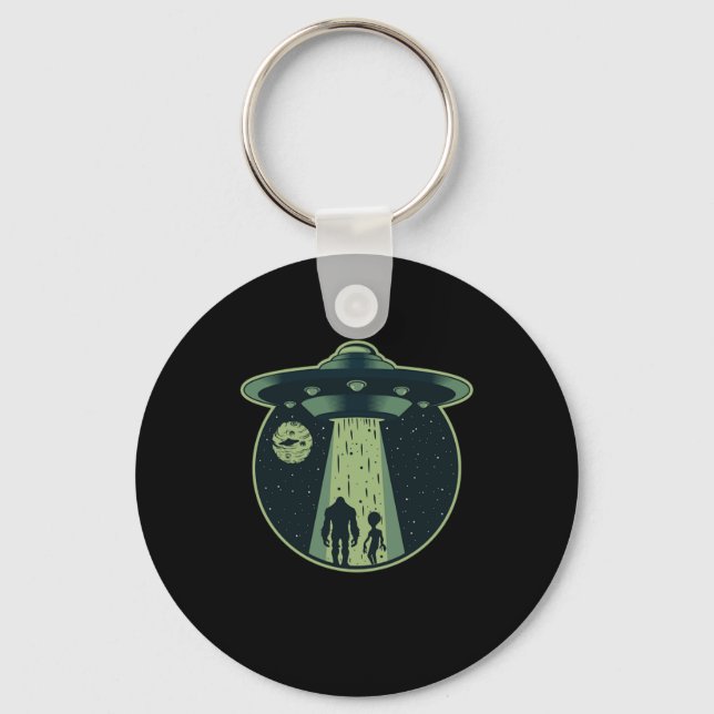 Bigfoot Alien Sasquatch UFO Abduction Aliens Gift Key Ring (Front)