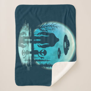 Bigfoot Alien UFO Disclosure Conspiracy Gift Sherpa Blanket