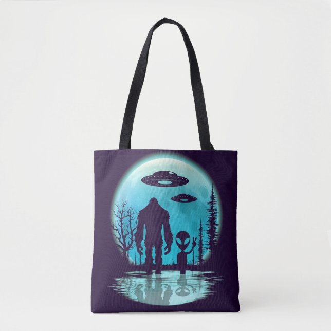 Bigfoot Alien UFO Disclosure Conspiracy Gift Tote Bag (Front)