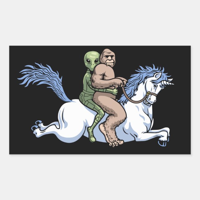 Bigfoot, Alien, Unicorn Rectangular Sticker (Front)