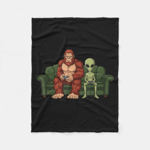 Bigfoot Alien Video Games Gaming Sasquatch Ufo Men Fleece Blanket