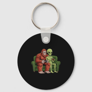 Bigfoot Alien Video Games Gaming Sasquatch Ufo Men Key Ring