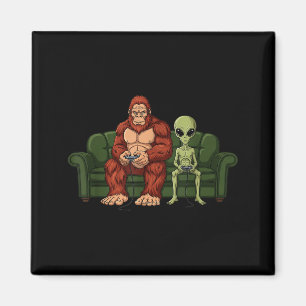 Bigfoot Alien Video Games Gaming Sasquatch Ufo Men Magnet
