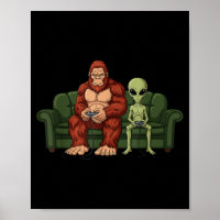 Bigfoot Alien Video Games Gaming Sasquatch Ufo Men