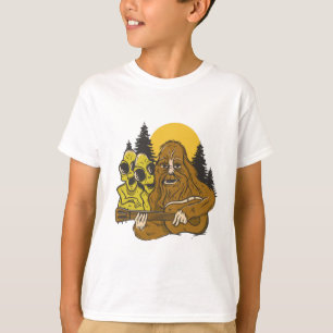 Bigfoot Aliens Guitar Camping Sasquatch Funny Gift T-Shirt