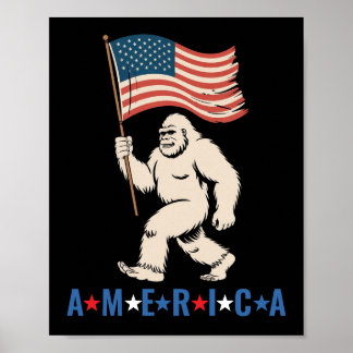 Bigfoot America Patriotic Funny Sasquatch USA Wall Poster