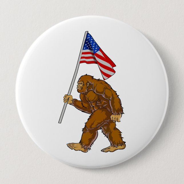 Bigfoot American Flag 10 Cm Round Badge (Front)