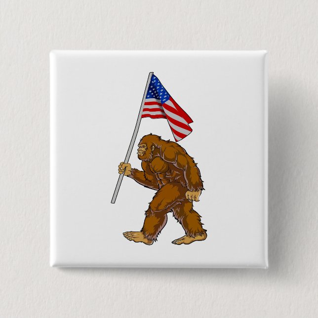 Bigfoot American Flag 15 Cm Square Badge (Front)