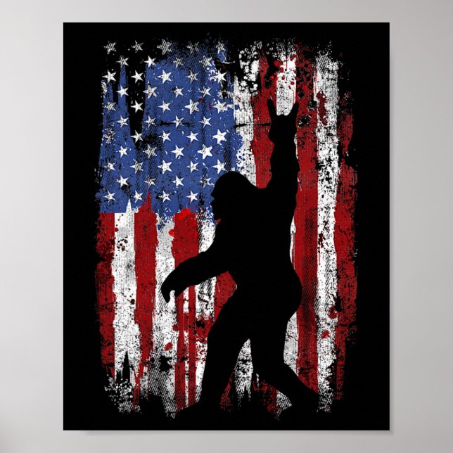 Bigfoot American Flag 4th Of July Patriotic 1  Poster (Front)