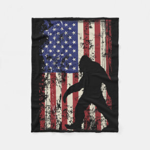 Bigfoot American Flag 4th Of July Patriotic Fleece Blanket