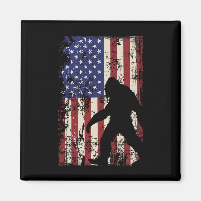 Bigfoot American Flag 4th Of July Patriotic  Magnet (Front)