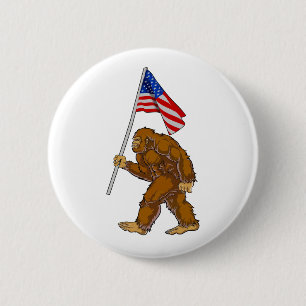 Bigfoot American Flag 6 Cm Round Badge