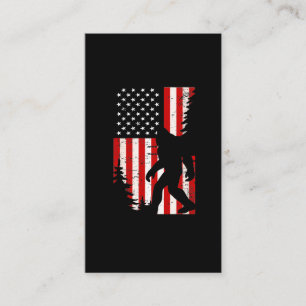 Bigfoot American Flag Forest Sasquatch Fan Business Card