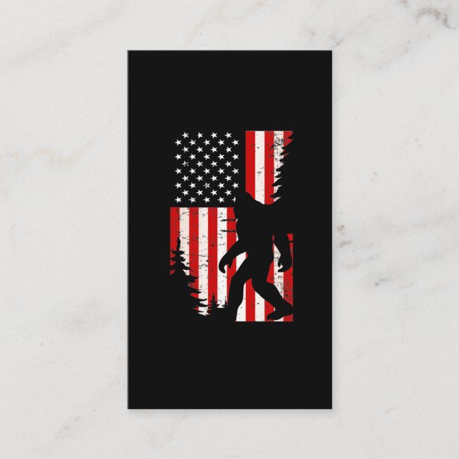 Bigfoot American Flag Forest Sasquatch Fan Business Card (Front)