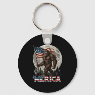 Bigfoot American Flag Funny 4th Of July Men Rock S Key Ring