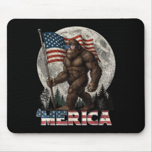 Bigfoot American Flag Funny 4th Of July Men Rock S Mouse Mat