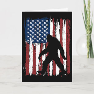 Bigfoot American Flag Funny 4th Of July Patriotic Card