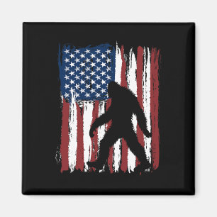 Bigfoot American Flag Funny 4th Of July Patriotic Magnet