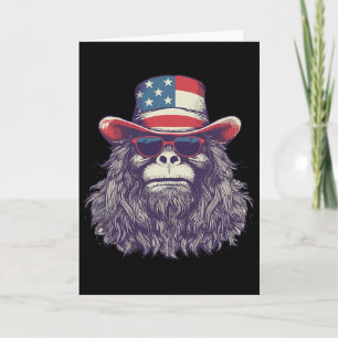Bigfoot American Flag Hat 4th Of July Patriotic Sa Card
