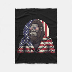 Bigfoot American Flag Patriotic Sasquatch 4th of Fleece Blanket