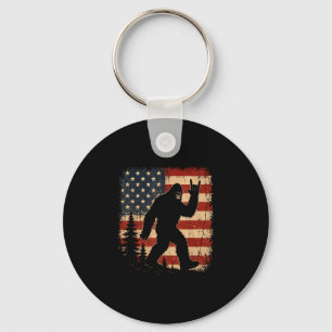 Bigfoot american flag patriotic sasquatch retro key ring