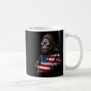 Bigfoot American Flag Sasquatch Patriotic 4th of Coffee Mug