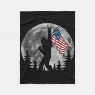 Bigfoot American Flag Sasquatch Patriotic 4th Of J Fleece Blanket