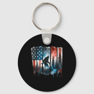 Bigfoot American Flag Sasquatch Patriotic 4th Of J Key Ring