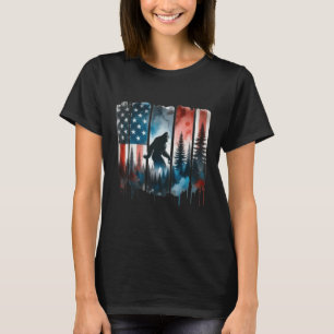 Bigfoot American Flag Sasquatch Patriotic 4th Of J T-Shirt
