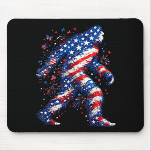 Bigfoot american flag sasquatch patriotic funny mouse mat