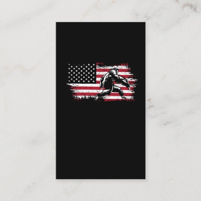Bigfoot American Flag Vintage Sasquatch Business Card (Front)