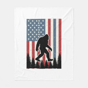 Bigfoot American Flag Vintage Vector Shirt Design_ Fleece Blanket
