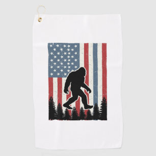 Bigfoot American Flag Vintage Vector Shirt Design_ Golf Towel