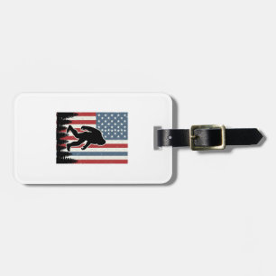 Bigfoot American Flag Vintage Vector Shirt Design_ Luggage Tag
