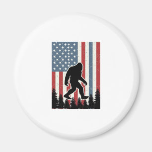 Bigfoot American Flag Vintage Vector Shirt Design_ Magnet