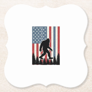 Bigfoot American Flag Vintage Vector Shirt Design_ Paper Coaster